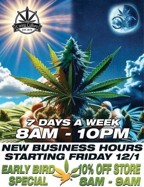 CannaCulture New Store Hours