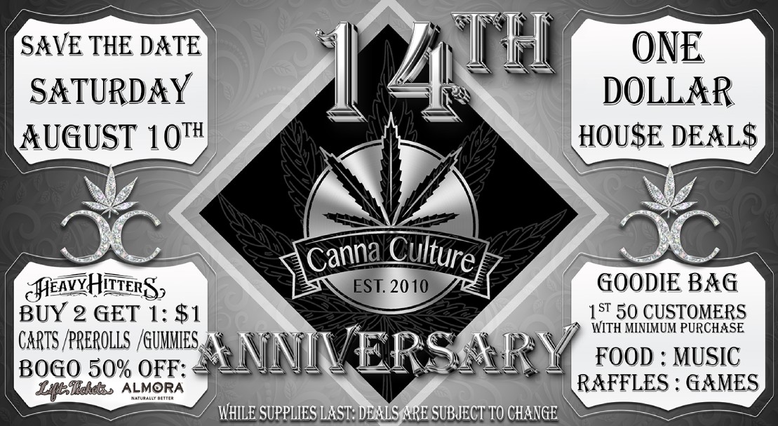 CannaCulture Collective 2024 Saturday August 10 14th Anniversary Promo