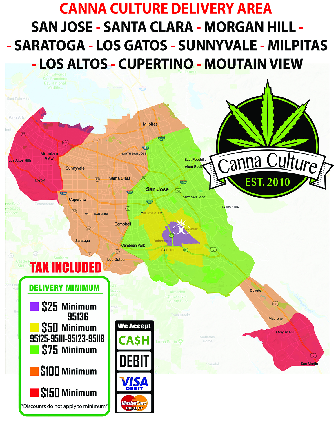 Canna Culture Charter Park Delivery Area Map